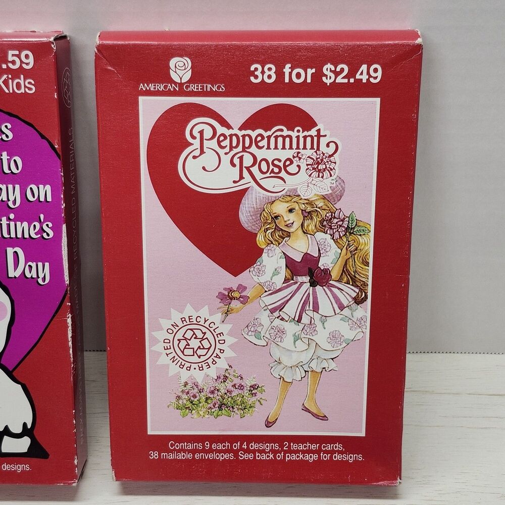 Lot of 4 Vintage Valentine's Day Cards American Greetings Peppermint Rose 1993 - Picture 4 of 14